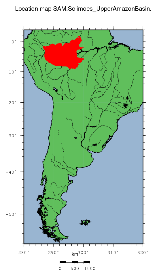 Solimoes (Upper Amazon) Basin location map