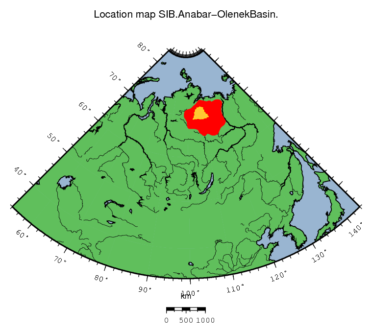 Anabar-Olenek Basin location map
