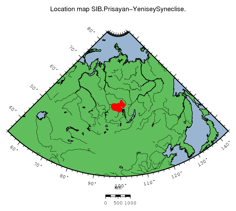 Prisayan-Yenisey Syneclise location map
